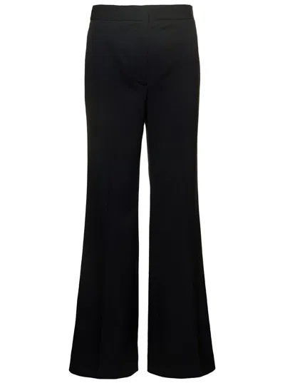 Stella Mccartney Black Flare Pants With Concealed Closure In Stretch Wool Woman