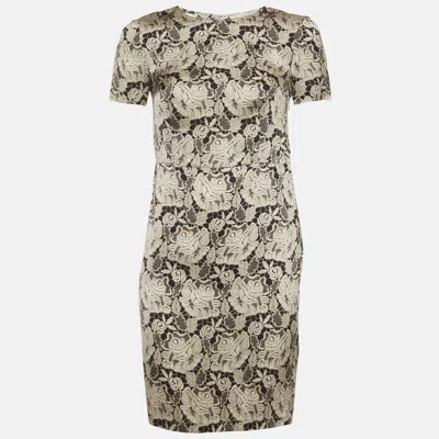 Pre-owned Stella Mccartney Black Floral Print Silk Short Dress Xs