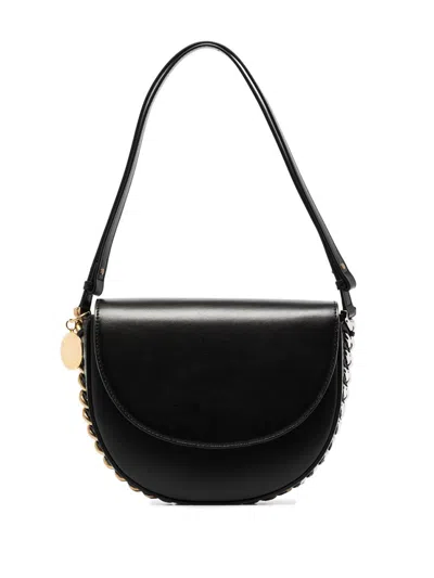 Stella Mccartney Black Frayme Medium Flap Shoulder Bag