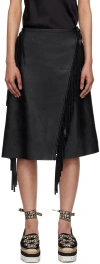 STELLA MCCARTNEY BLACK FRINGE FAUX-LEATHER MIDI SKIRT