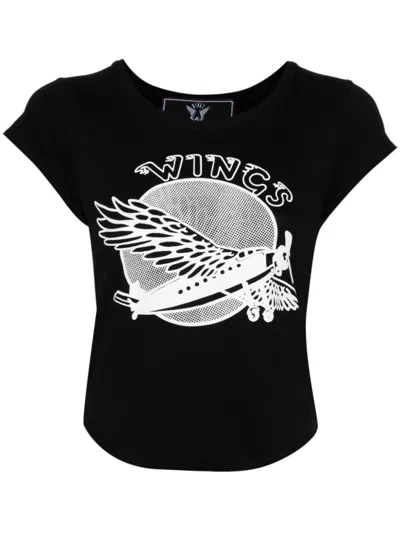 STELLA MCCARTNEY BLACK GRAPHIC-PRINT COTTON T-SHIRT
