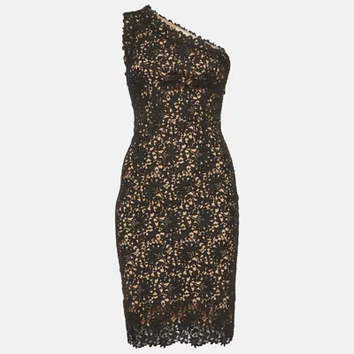Pre-owned Stella Mccartney Black Guipure Lace One Shoulder Mini Dress S