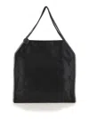 Stella Mccartney Black Handbag With Diamond-like Chain And Logo Charm On The Front