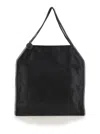 Stella Mccartney Black Handbag With Diamond-like Chain And Logo Charm On The Front In Ecoleather Woman In Black