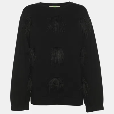 Pre-owned Stella Mccartney Black Jersey Embroidered Sweater S