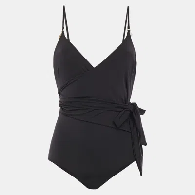 Pre-owned Stella Mccartney Black Jersey One-piece Wrap Swimsuit S