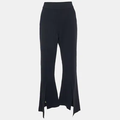 Pre-owned Stella Mccartney Black Jersey Wide Leg Trousers L