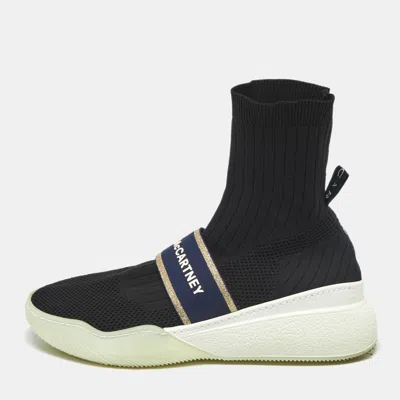 Pre-owned Stella Mccartney Black Knit Fabric Loop Sock Sneakers Size 39