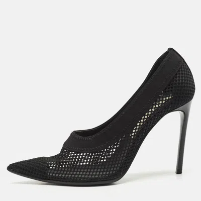 Pre-owned Stella Mccartney Black Knit Mesh Pointed Toe Pumps Size 36