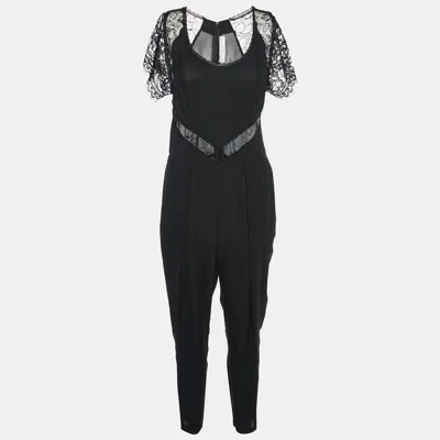 Pre-owned Stella Mccartney Black Lace & Georgette Jumpsuit M