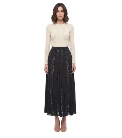 Stella Mccartney Black Lace Calf Length Skirt In White