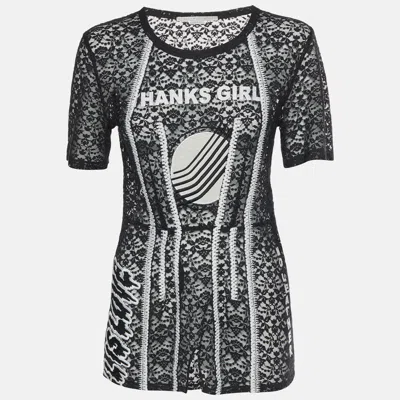 Pre-owned Stella Mccartney Black Lace Sheer Fitted Top M