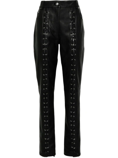 Stella Mccartney Lace-up Slim-fit Trousers In Black