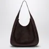 Stella Mccartney Black Leather Hobo Bag With Logo Women In Brown