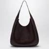Stella Mccartney Black Leather Hobo Bag With Logo Women In Brown