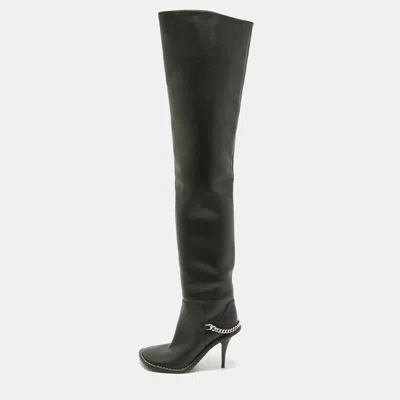 Pre-owned Stella Mccartney Black Leather Over The Knee Boots Size 40