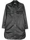 Stella Mccartney Oversized Faux Leather Shirt With Chest Pockets In Black