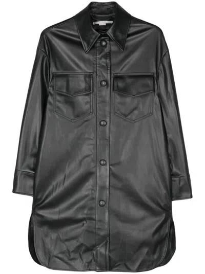 STELLA MCCARTNEY BLACK LEATHER OVERSHIRT