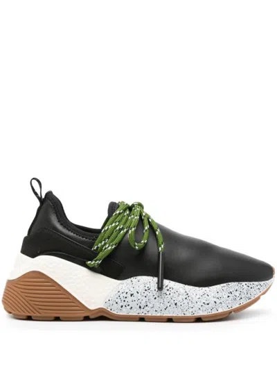 STELLA MCCARTNEY BLACK LEATHER PANELLED SNEAKERS