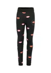 Stella Mccartney Black Leggings For Girl With Mouth In Black