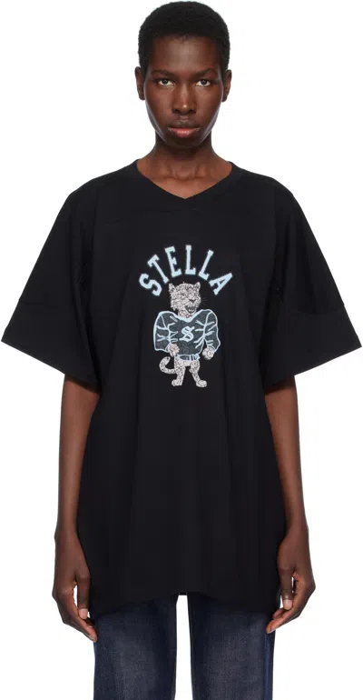 STELLA MCCARTNEY BLACK LEOPARD MASCOT T-SHIRT