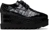 Stella Mccartney Black Limited-edition Elyse Crocodile Platform Derbys In Black