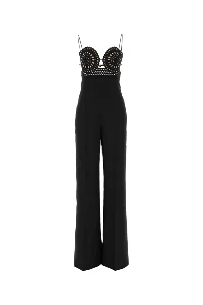 STELLA MCCARTNEY BLACK LINEN BLEND JUMPSUIT