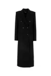 Stella Mccartney Long Double Breasted Wool Overcoat In Black