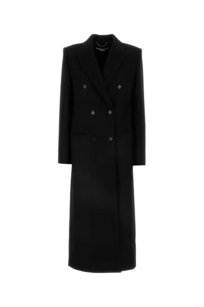 STELLA MCCARTNEY BLACK LONG DOUBLE-BREASTED COAT