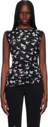 Stella Mccartney Ruched Mesh Jersey Top In 1000 Black