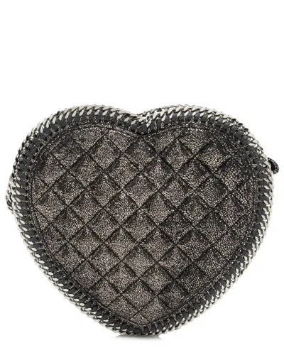 Stella Mccartney Black Metallic Faux Leather Falabella Heart Crossbody (authentic Pre-loved) In Gray