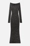 Stella Mccartney Off-the-shoulder Sequined Recycled Knitted Gown In Multi