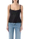 Stella Mccartney Stella Mc Cartney Black Cotton Blend Peplum Top In Black
