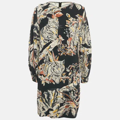 Pre-owned Stella Mccartney Black Printed Crepe Short Dress L