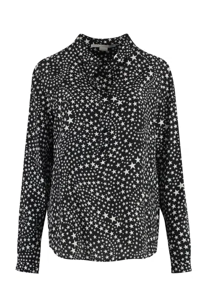 Stella Mccartney Printed Silk Shirt In Black