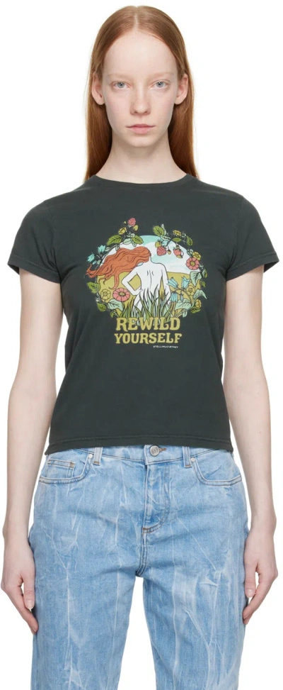 Stella Mccartney Black 'rewild Yourself' T-shirt In 1000 Black