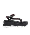 Stella Mccartney Black Riveted Thick-soled Sandals In Black