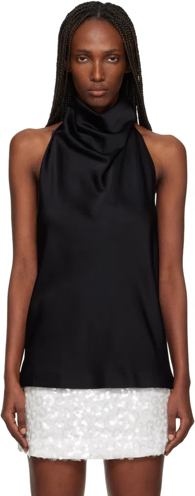 Stella Mccartney Black Satin Halterneck Top