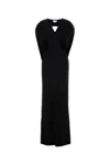 Stella Mccartney Abito Lungo In Raso Nero Donna In Black