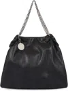 STELLA MCCARTNEY BLACK SHOULDER BAG WITH DIAMOND-LIKE CHAIN AND LOGO CHARM ON THE FRONT IN ECOLEATHER WOMAN
