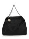 Stella Mccartney Black Shoulder Bag With Diamond-like Chain And Logo Charm On The Front In Ecoleather Woman In Black