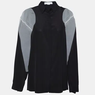 Pre-owned Stella Mccartney Black Silk Contrast Detail Button Front Shirt S
