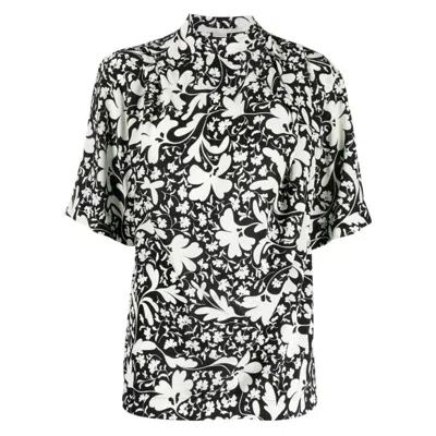 Stella Mccartney Black Silk Foral Print Blouse