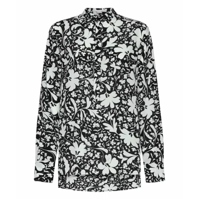 Stella Mccartney Black Silk Forest Floral Print Shirt
