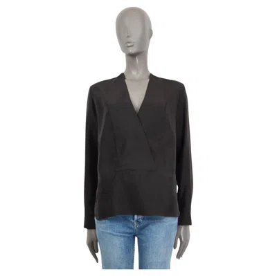Pre-owned Stella Mccartney Black Silk Overlap V-neck Blouse Shirt 38 Xs