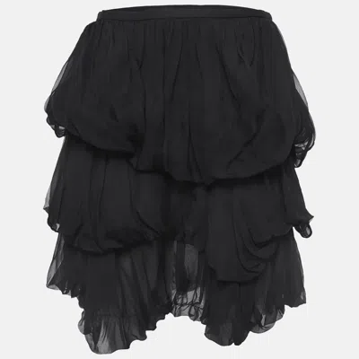 Pre-owned Stella Mccartney Black Silk Tiered Mini Skirt S