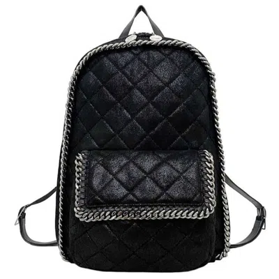 Pre-owned Stella Mccartney Black Silver Leather Polyester Metal Backpack () In Multi