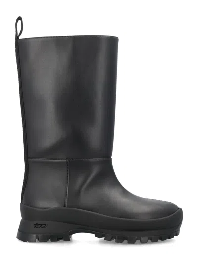 Stella Mccartney Black Slip-on Boots With Topstitching Details For Women