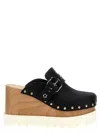 Stella Mccartney Black Slip On Wedge Mules In Black
