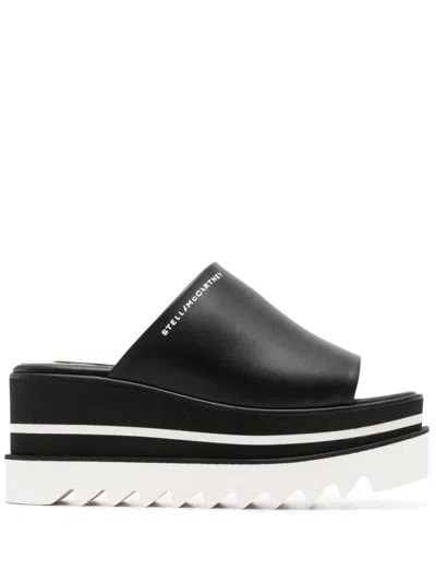STELLA MCCARTNEY BLACK SNEAK ELYSE PLATFORM WEDGES
